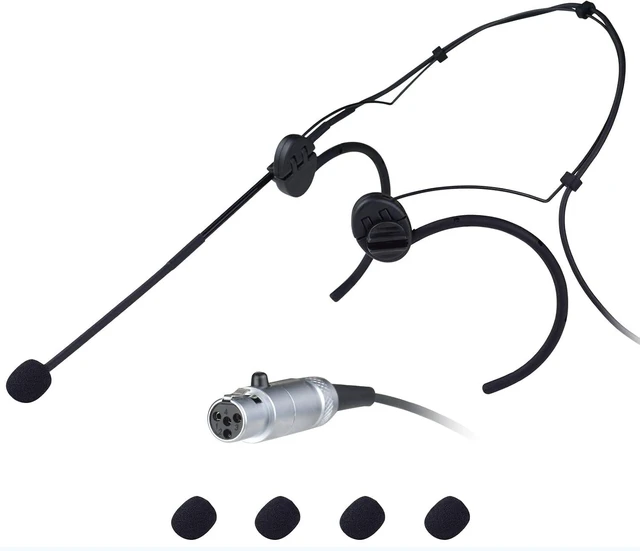 Main image of Foldable Headset Microphone for Shure Wireless System, Omnidirectional Condenser Headworn Mic, 4-Pin Mini XLR, Black