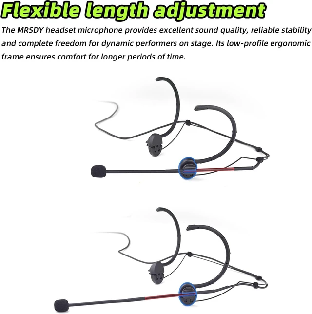 Alt view image 4 of 7 - Foldable Headset Microphone for Shure Wireless System, Omnidirectional Condenser Headworn Mic, 4-Pin Mini XLR, Black