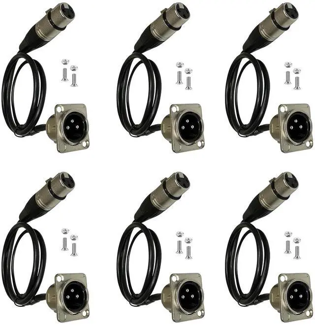 Main image of Premium XLR Pass Through Cable, No Solder, for Stage Box, Patch Panel, Floor Box - No Solder for Pro Audio Installations (Male to Female 6-Pack)