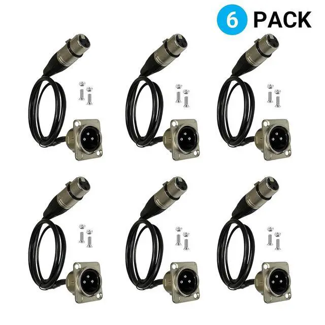 Alt view image 2 of 7 - Premium XLR Pass Through Cable, No Solder, for Stage Box, Patch Panel, Floor Box - No Solder for Pro Audio Installations (Male to Female 6-Pack)