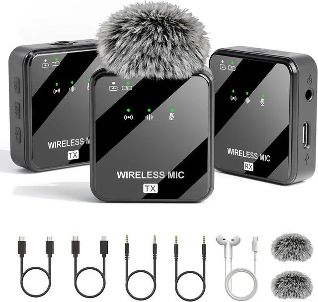 Main image of K63 Wireless Lavalier Microphone for iPhone/USB-C Phone,Camera,Tablet and Mac,mini iPhone Microphone for Video Recording,Vlogging,48KHz/24Bit,164 ft Range,Noise Cancelling