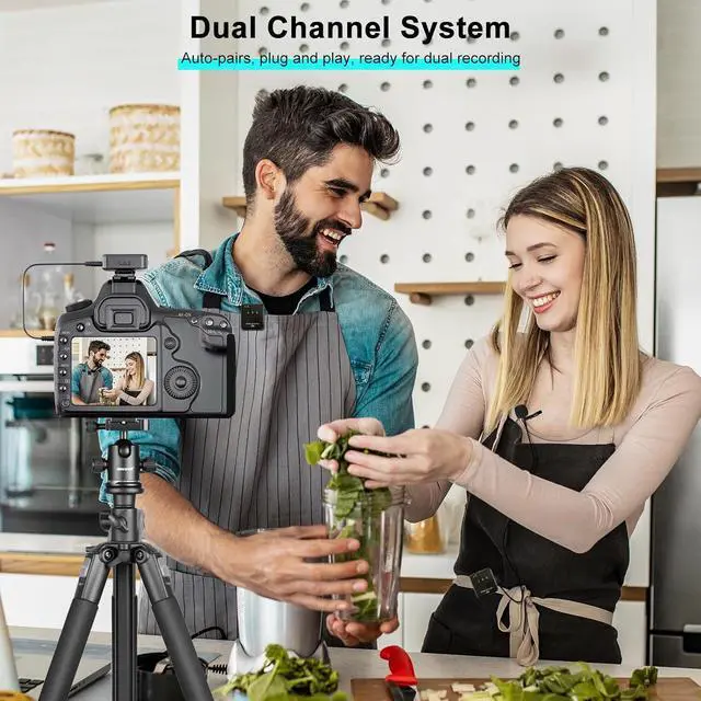 Alt view image 2 of 7 - K63 Wireless Lavalier Microphone for iPhone/USB-C Phone,Camera,Tablet and Mac,mini iPhone Microphone for Video Recording,Vlogging,48KHz/24Bit,164 ft Range,Noise Cancelling