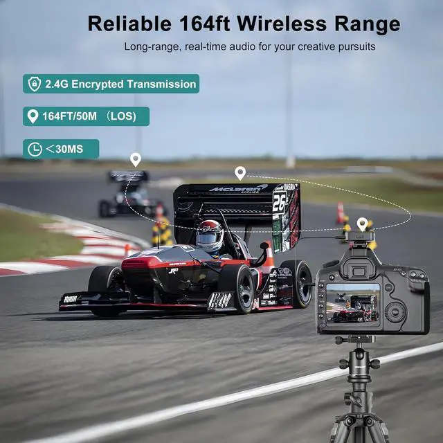 Alt view image 7 of 7 - K63 Wireless Lavalier Microphone for iPhone/USB-C Phone,Camera,Tablet and Mac,mini iPhone Microphone for Video Recording,Vlogging,48KHz/24Bit,164 ft Range,Noise Cancelling