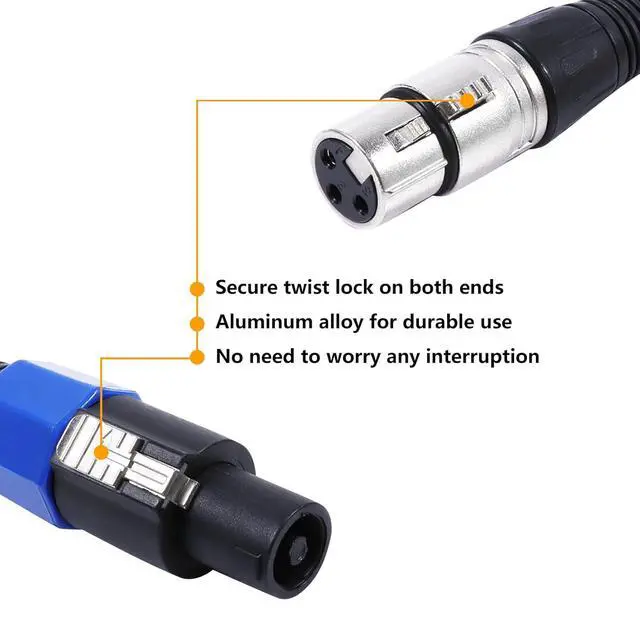 Alt view image 3 of 7 - 30 Feet Pack of 2 Speakon to XLR Cables - 2 PCS 3 Pole XLR Female to SpeakOn Male Cable - Twist Lock 3 Pin Microphone to Loudspeaker PA DJ Audio Wire (30Ft, 2 Packs)