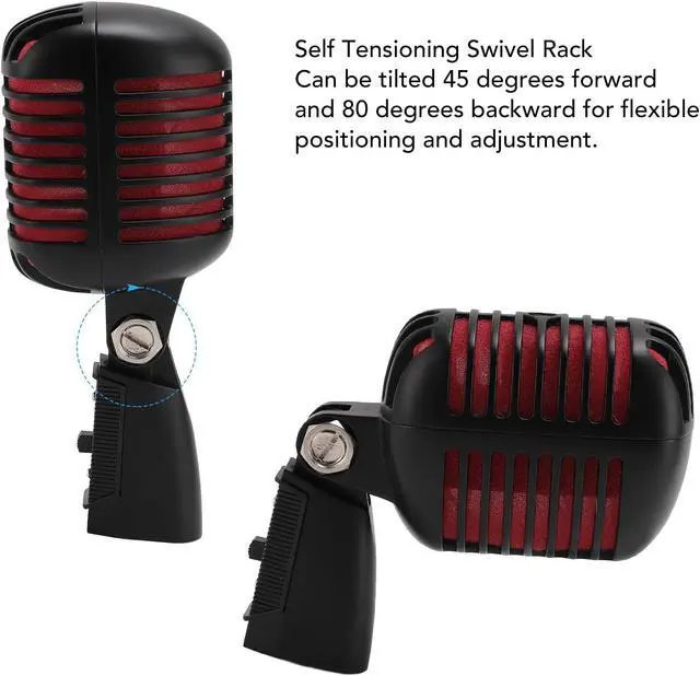 Alt view image 5 of 7 - Zopsc Vintage Dynamic Microphone, Classical Microphone Stage Performance Antique Microphone, Plug and Play. (Black)