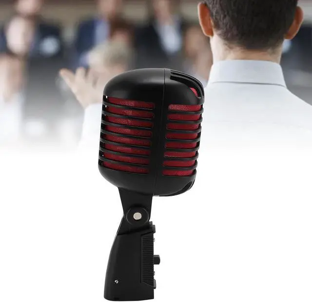 Alt view image 7 of 7 - Zopsc Vintage Dynamic Microphone, Classical Microphone Stage Performance Antique Microphone, Plug and Play. (Black)