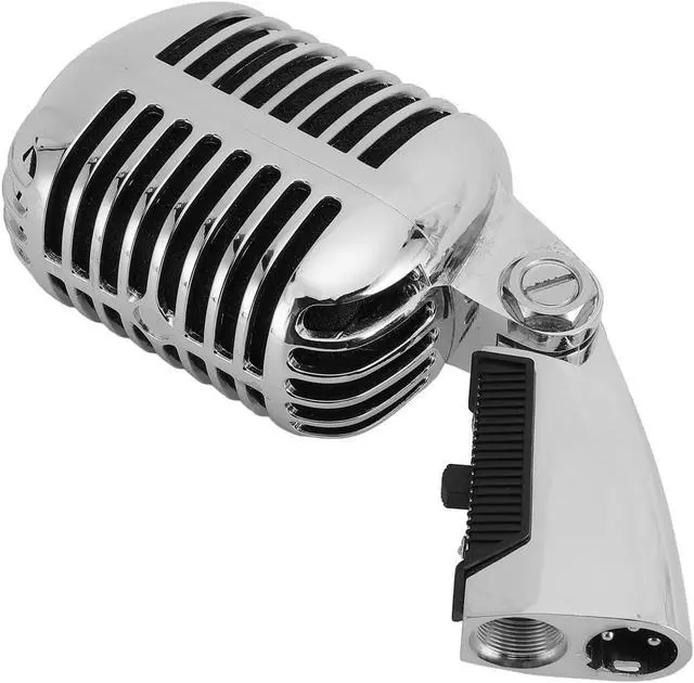 Alt view image 6 of 7 - Vintage Microphone Retro Microphone Classic Dynamic Microphone Vocal Microphone with XLR Cable (Silver)