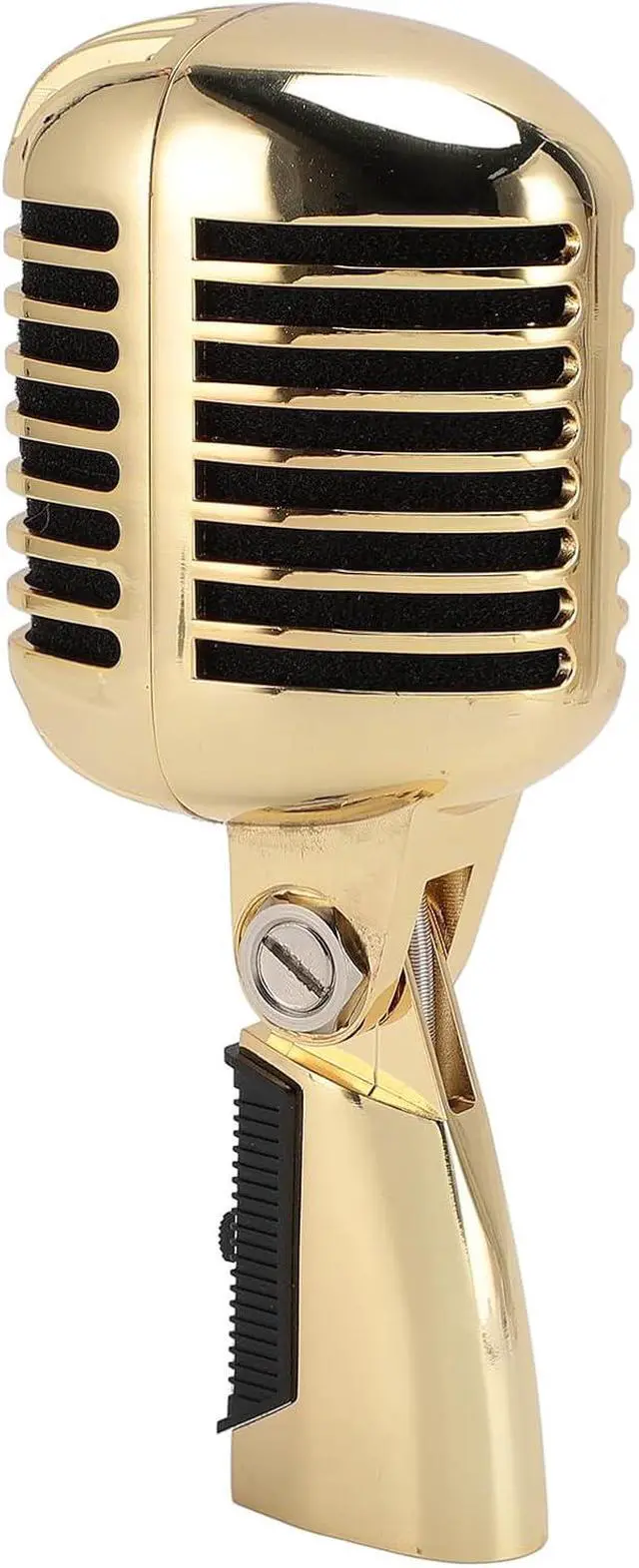 Alt view image 2 of 7 - BAFOVY Zinc Alloy Cardioid Vocal Microphone, Vintage Dynamic Microphone with Self - Tensioning Swivel Rack for KTV Stage Performance and Recording (Gold)