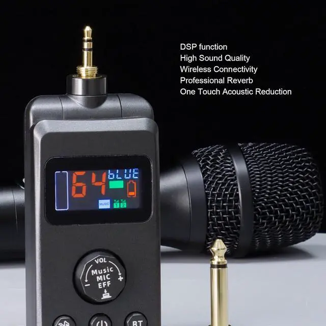 Alt view image 4 of 7 - Dual Wireless Microphone, Professional UHF DSP Handheld Dynamic Mic System Set with Rechargeable, Wireless Microphone for Karaoke, Wedding, Home Entertainment