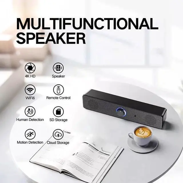 Alt view image 2 of 7 - ULar 4K UHD Smart Speaker Camera, Motion Detection Alert, WiFi & AP Hotspot Connectivity, Cloud Storage & SD Card Support, for Indoor Smart Home Office-No Audio (32GB SD Card)