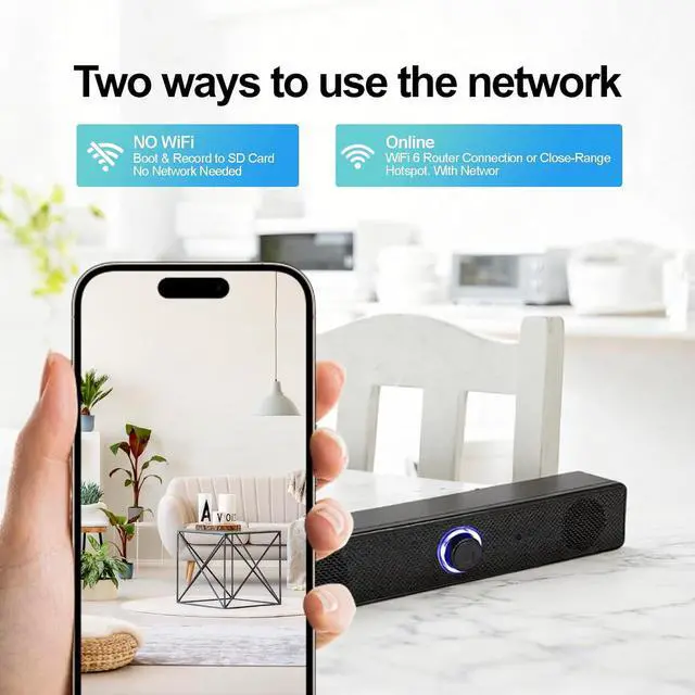 Alt view image 4 of 7 - ULar 4K UHD Smart Speaker Camera, Motion Detection Alert, WiFi & AP Hotspot Connectivity, Cloud Storage & SD Card Support, for Indoor Smart Home Office-No Audio (32GB SD Card)