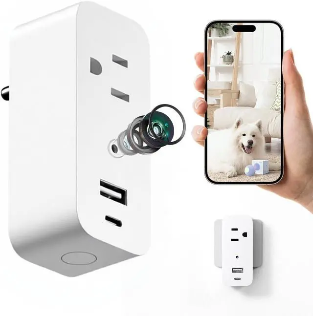 Main image of ULar Plug Surveillance Camera, Mini 1080P FHD WiFi Cam with 3-Device Charging, Built-in 32GB SD Card, Remote Real-Time View Motion Detection, Wall Powered Wireless Multifunction Smart Indoor(No Audio)