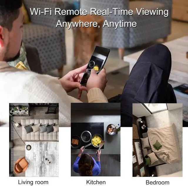 Alt view image 5 of 7 - Ultra 4K HD WiFi Hidden Camera, Smoke Detector Shaped, with Clear Night Vision | 800mAh Rechargerable Battery | Video Recording, Wired 120V AC Connector Home Security Alarm Camera (9120 Model)