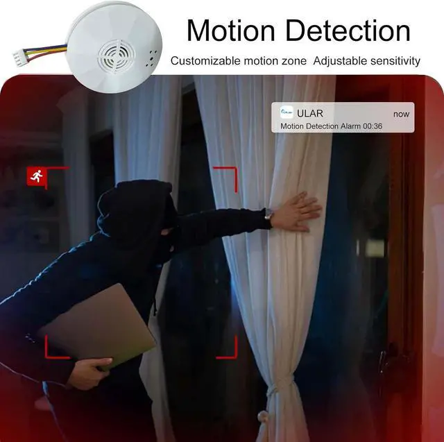 Alt view image 7 of 7 - Ultra 4K HD WiFi Hidden Camera, Smoke Detector Shaped, with Clear Night Vision | 800mAh Rechargerable Battery | Video Recording, Wired 120V AC Connector Home Security Alarm Camera (9120 Model)