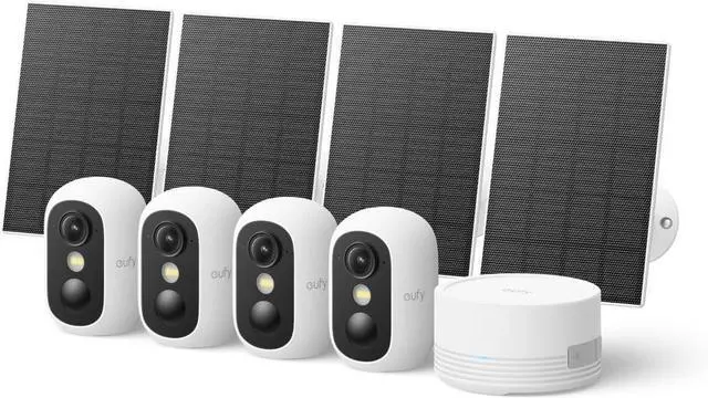 Main image of eufy Security eufyCam C35 4-Cam Kit with Solar Panel, Wireless Security Indoor/Outdoor Camera, Magnetic Mount, Color Night Vision, Local Storage, No Monthly Fee, IP67, Facial Recognition, White