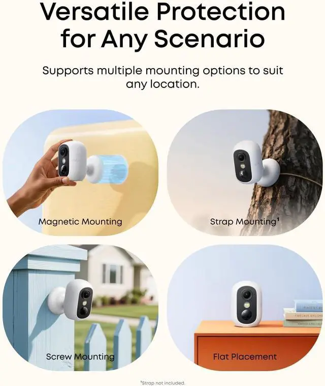 Alt view image 3 of 7 - eufy Security eufyCam C35 4-Cam Kit with Solar Panel, Wireless Security Indoor/Outdoor Camera, Magnetic Mount, Color Night Vision, Local Storage, No Monthly Fee, IP67, Facial Recognition, White