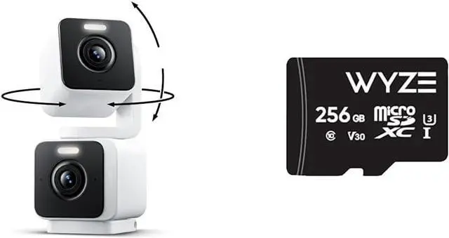 Main image of WYZE Duo Cam Pan Expandable Storage 256GB MicroSDHC Card Indoor/Outdoor IP65 2K 360° Pan/Tilt Smart Home Security Camera with Color Night Vision