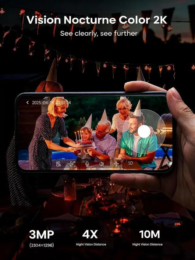 Alt view image 6 of 7 - ieGeek Solar Security Camera Wireless Outdoor  2K 3MP WiFi Camera with Removable Solar Panel, Long Battery Life, 360° Pan Tilt, Color Night Vision, AI Detection, 2-Way Audio, IP65 for Home Security