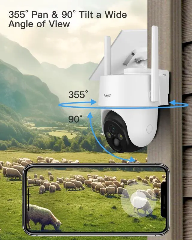 Alt view image 5 of 7 - ARENTI Ultimate Off-Grid Bundle: 2×4G LTE Cameras + 1×Solar WiFi 2K Color Night Vision, 360° Coverage