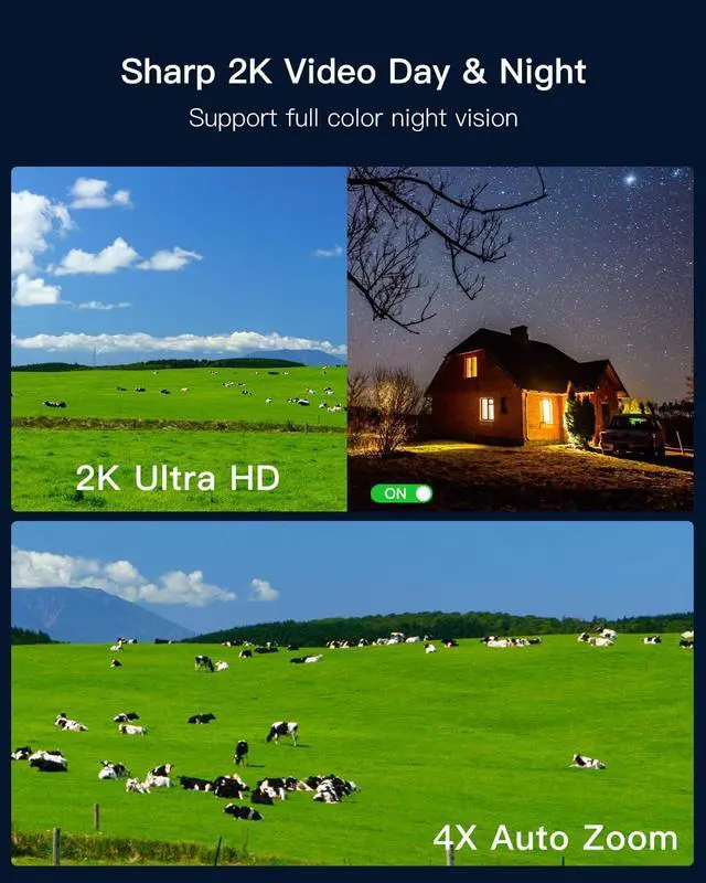 Alt view image 6 of 7 - ARENTI Ultimate Off-Grid Bundle: 2×4G LTE Cameras + 1×Solar WiFi 2K Color Night Vision, 360° Coverage