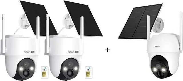 Main image of ARENTI Ultimate Off-Grid Bundle: 2×4G LTE Cameras + 1×Solar WiFi 2K Color Night Vision, 360° Coverage