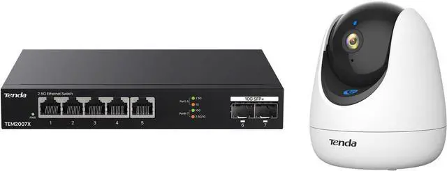 Main image of Tenda CP3Pro 2K 1PC Indoor Security Cameras and TEM2007X 2.5G Switch Bundle