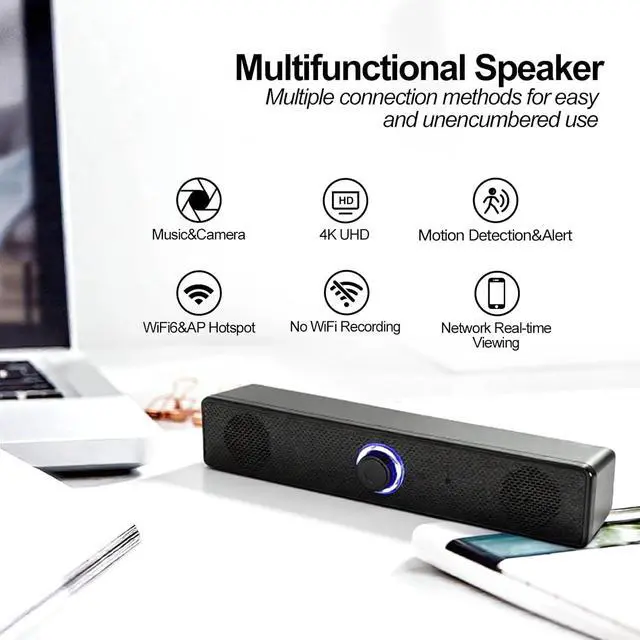 Alt view image 6 of 7 - ULar 4K UHD Security Camera, Bluetooth Speaker, Motion Detection Alert, WiFi & AP Hotspot Connectivity, Cloud Storage & SD Card Support, for Indoor Smart Home Office-No Audio (32GB SD Card)