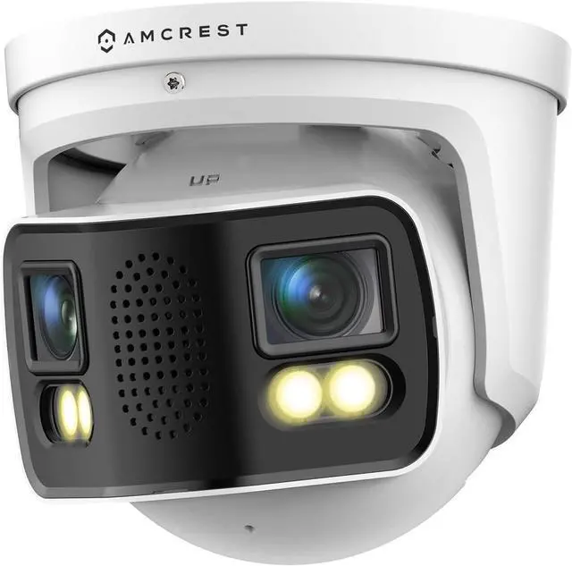 Main image of Amcrest Dual-Lens 4K (8MP) Outdoor Security POE Camera, 2 x 4MP Lenses PoE AI Turret IP Camera, 131ft Night Color, Human/Vehicle Detection, Panoramic 180° FOV, 2 x 4MP@25fps IP8M-FCT2999EW-AI (White)