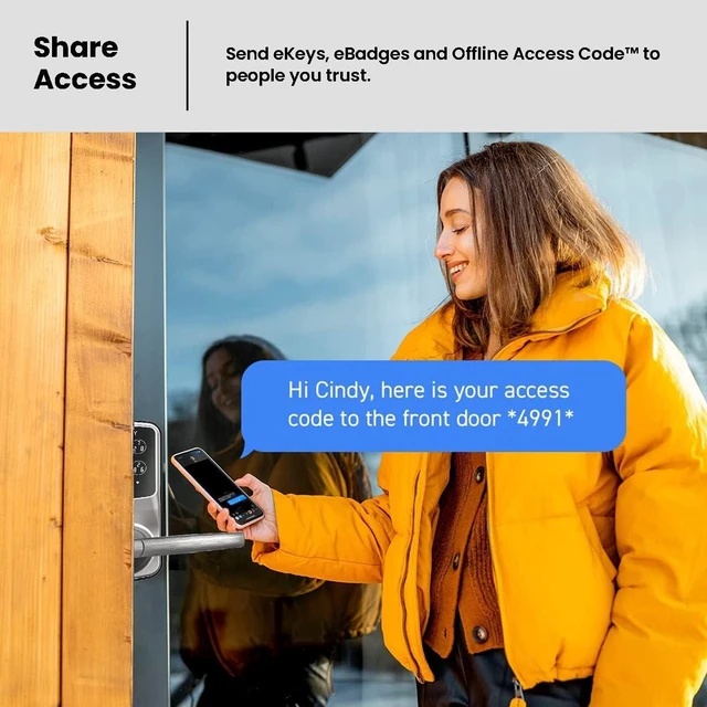 Alt view image 7 of 7 - Secure Plus RFID Card Smart Lock Keyless Entry, PIN Genie® Keypad, 3D Fingerprint Biometric Sensor, Auto Lock, Satin Nickel (PGD628FCSN) Latch Edition