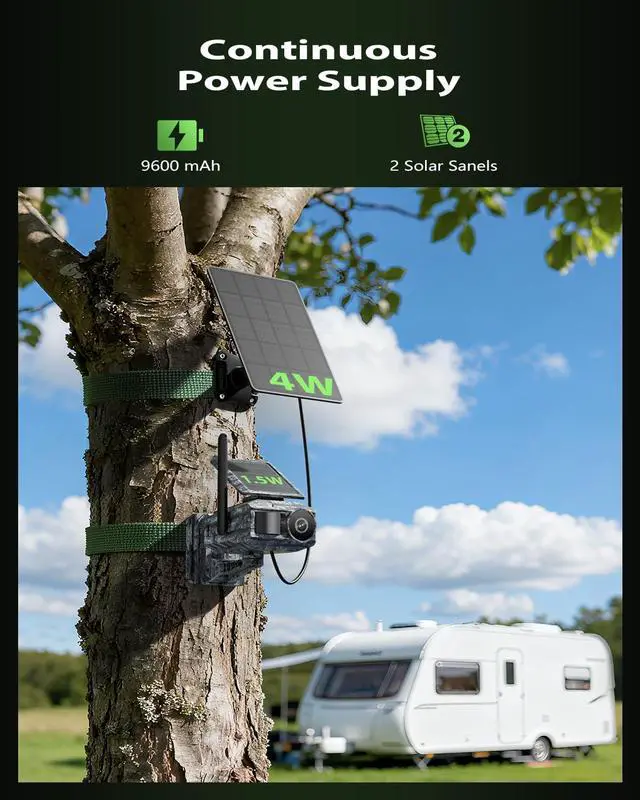 Alt view image 7 of 7 - Xega 4G LTE Cellular Security Camera Solar with SIM Card 4G Solar Security Camera with SIM Card & 2 Solar Panel, Only Support The Build-in SIM Card