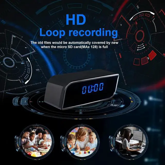 Alt view image 3 of 6 - Clock Camera - Full HD 1085P WiFi Alarm Clock with Camera, Upgraded Nanny Cam Hidden Camera with Video Clear Night Vision Motion Detection for Home Indoor Security
