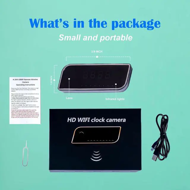 Alt view image 6 of 6 - Clock Camera - Full HD 1085P WiFi Alarm Clock with Camera, Upgraded Nanny Cam Hidden Camera with Video Clear Night Vision Motion Detection for Home Indoor Security