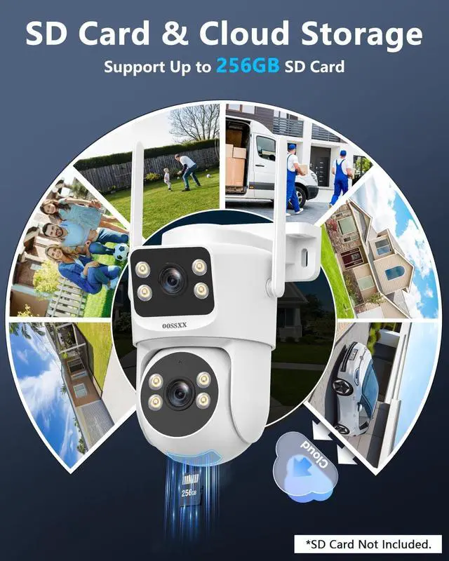 Alt view image 7 of 7 - OOSSXX (2-Way Audio & Auto Tracking) Extend Security Cameras Outdoor WiFi 5G/2.4G for Home Security with Dual Lens, Color Night Vision, 24/7 Recording, Work with Wireless Surveillance System