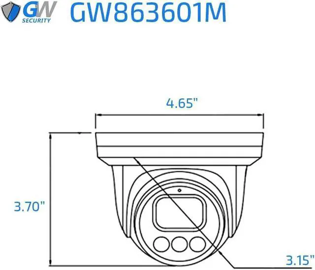 Alt view image 2 of 3 - GW Security 4K 8MP TAA & NDAA Compliant Outdoor Indoor Face Recognition Human/Vehicle AI Detection Microphone PoE IP 2.8mm Wide Angle Turret Security Camera (GW863601M)