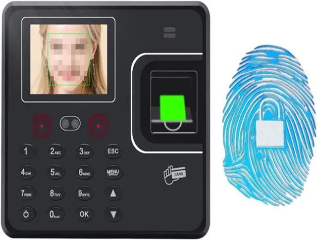 Alt view image 2 of 4 - Biometric Employee Attendance Machine Punch Card Machine Face Recognition Biometric Fingerprint Punch Card Machine Intelligent Password Attendance Machine for Small Busin,
