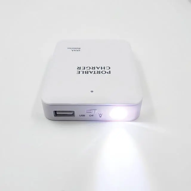 Alt view image 2 of 7 - Battery Operated Phone Charger Emergency|USB Battery Powered Power Bank Portable 4 AA Batteries Powered Outlet (White)