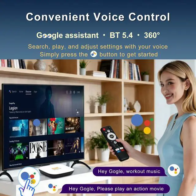 Alt view image 6 of 7 - Android 14.0 TV Box 2026, M2 Plus 4K Ultra HD Streaming Device for TV, 4GB RAM + 32GB ROM, Support 8K Decoding, Voice Remote, 2.4G & 5G WiFi 6, BT 5.4, HDR10, 3D, RK3528 Quad-Core A53