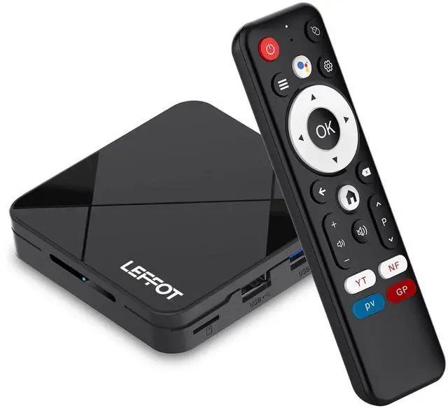 Main image of Android 14.0 TV Box 2026, 2GB RAM + 16GB ROM, LEFFOT 4K Ultra HD Home Streaming Device for TV, Support Voice Remote, WiFi 6, BT 5.4, 100M Ethernet, RK3518 Quad-Core A53 CPU