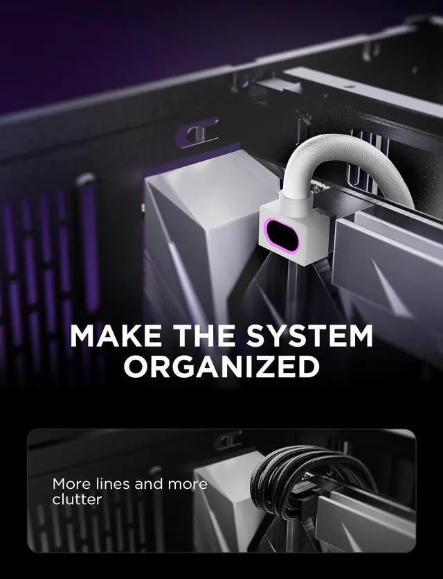 Alt view image 4 of 7 - Hydrus-8PIN CPU PSU Extension Cable ARGB Light, Copper Wire Motherboard Power Extension Cable Integrated Minimalist Design, 2000W Power (Whole Set), PC Power Cord for CPU Cable Management