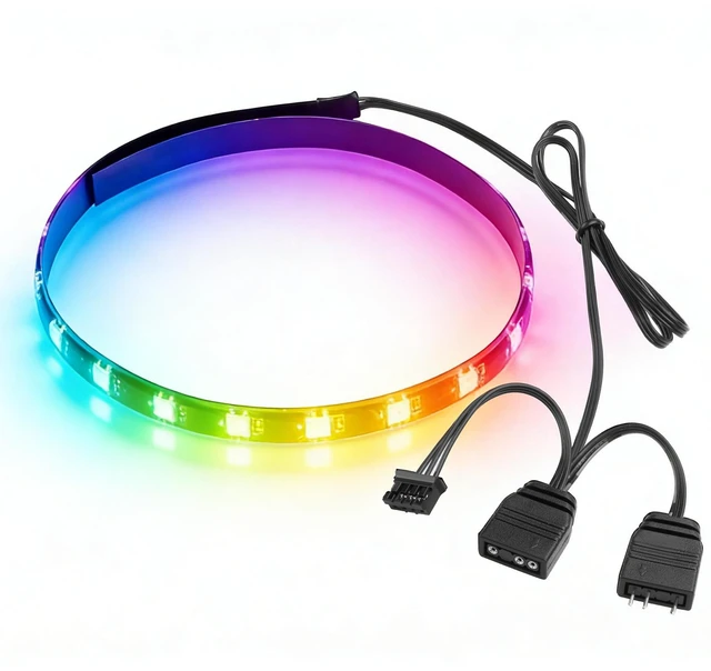 Main image of 40cm Magnetic ARGB LED Strip for PC Case, Silicone Encased 24 LEDs, 5V 3-Pin Addressable RGB Light Sync with Motherboard