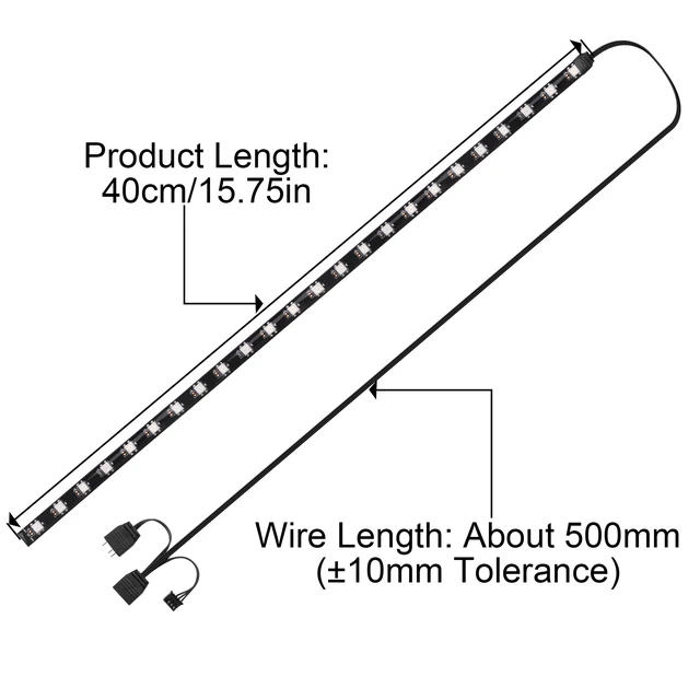 Alt view image 3 of 7 - 40cm Magnetic ARGB LED Strip for PC Case, Silicone Encased 24 LEDs, 5V 3-Pin Addressable RGB Light Sync with Motherboard