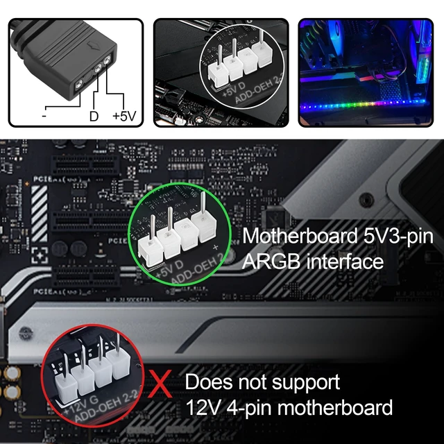 Alt view image 6 of 7 - 40cm Magnetic ARGB LED Strip for PC Case, Silicone Encased 24 LEDs, 5V 3-Pin Addressable RGB Light Sync with Motherboard