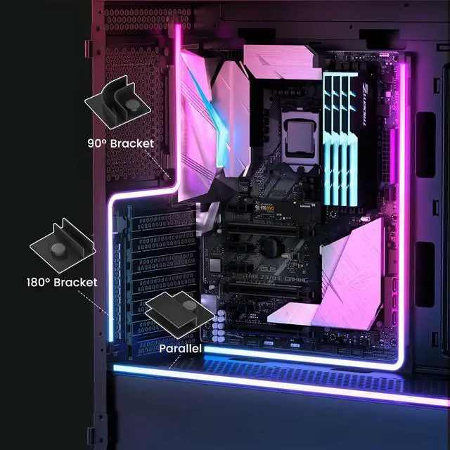 Alt view image 5 of 7 - LED Strip for PC, 21.7-inch 5V 3-Pin ARGB Light Bar, Chassis Lighting for Aura SYNC, Gigabyte RGB Fusion, MSI Mystic Light Sync with 8 Bracket