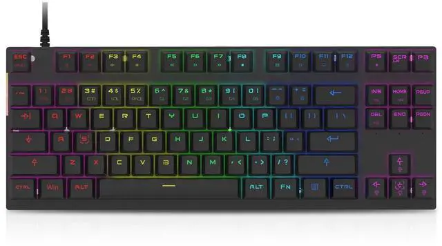 Main image of Professional Gaming Mechanical Keyboard RGB Led Backlit Wired with Anti-Dust Proof Switches for Gaming Keyboard for Mac & PC (Black, 87 Key Red Switches)