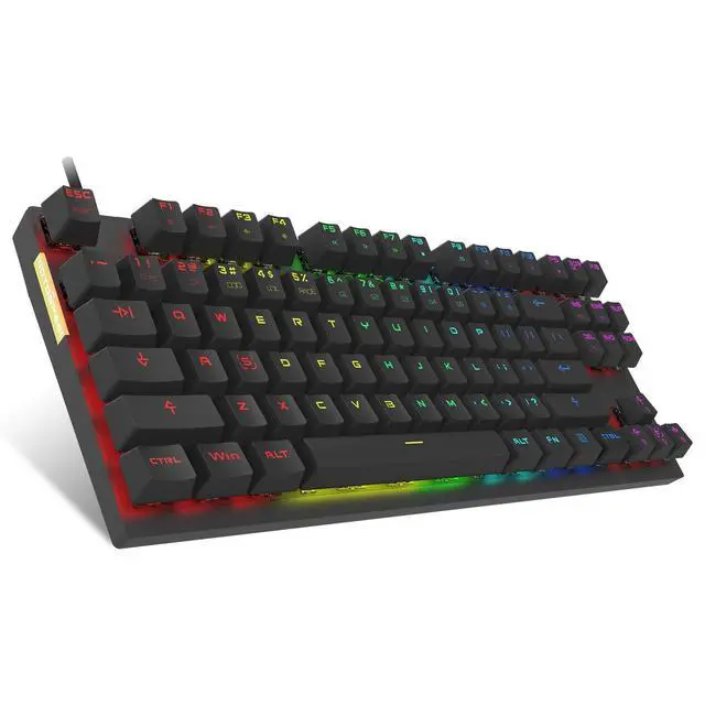 Alt view image 4 of 7 - Professional Gaming Mechanical Keyboard RGB Led Backlit Wired with Anti-Dust Proof Switches for Gaming Keyboard for Mac & PC (Black, 87 Key Red Switches)