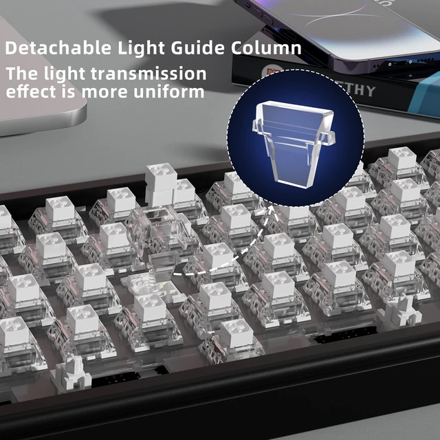 Alt view image 5 of 7 - Box White Pro Clicky Mechanical Keyboard Switch with LED Diffuser | 3pin 45gf Pre-Lubed Dustproof Waterproof High-Speed Typing Key Switches for 3D Printed Clicker Fidget (72PCS)