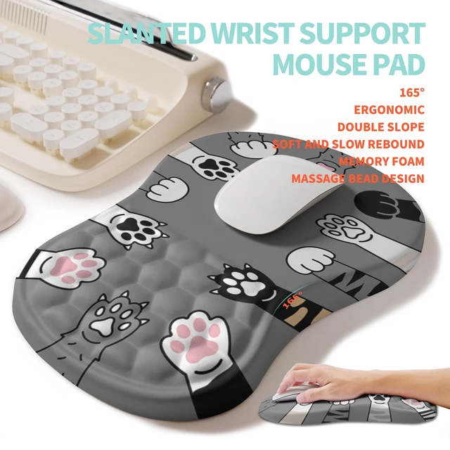 Alt view image 3 of 6 - KUOSGM Ergonomic Mouse Pad Wrist Rest and Wave Keyboard Wrist Support Set | Cute Cat Paws,165° Ergonomic Slope Support,Wave Contour,Memory Foam Eases Wrist Pain,Works with All Mouse