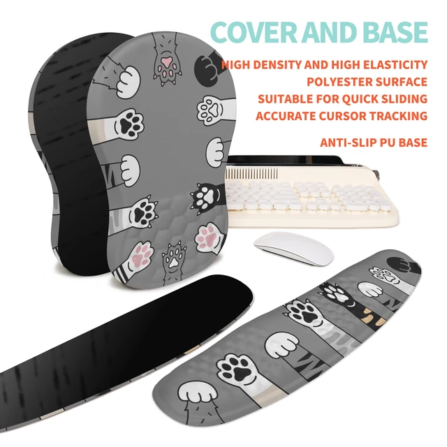 Alt view image 6 of 6 - KUOSGM Ergonomic Mouse Pad Wrist Rest and Wave Keyboard Wrist Support Set | Cute Cat Paws,165° Ergonomic Slope Support,Wave Contour,Memory Foam Eases Wrist Pain,Works with All Mouse