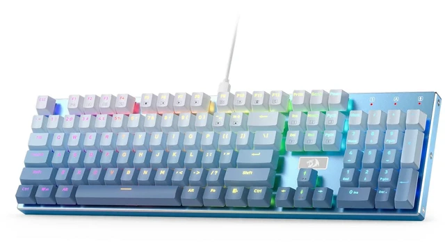 Main image of K556 Wired RGB Mechanical Gaming Keyboard, 104-Key Aluminum Board | Solid Desktop Stability, 20 Backlits for Immersive ESports Vibe, Hot-swap Creamy Custom Linear Switch, Gradient Blue Keycaps