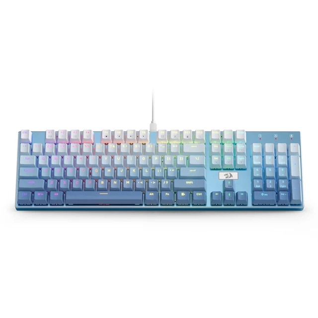 Alt view image 2 of 7 - K556 Wired RGB Mechanical Gaming Keyboard, 104-Key Aluminum Board | Solid Desktop Stability, 20 Backlits for Immersive ESports Vibe, Hot-swap Creamy Custom Linear Switch, Gradient Blue Keycaps